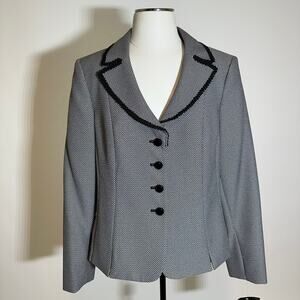 NWT Collections for Le Suit Blazer Suit Jacket Womens Size 16 Career Black/White